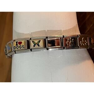 Italian Charm Bracelet Stainless Steel Enamel Links Dog Flower Butterfly UBERRY